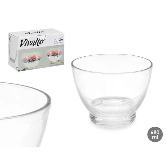 Vivalto Bol Desayuno de Vidrio Transparente 13 cm x 9 cm (alto) 680 ml - Apto Lavavajillas Congelador, No Microondas (36 Unidades) Vivalto Bol Desayuno de Vidrio Transparente 13 cm x 9 cm (alto) 680 ml - Apto Lavavajillas Congelador, No Microondas (36 Unidades)