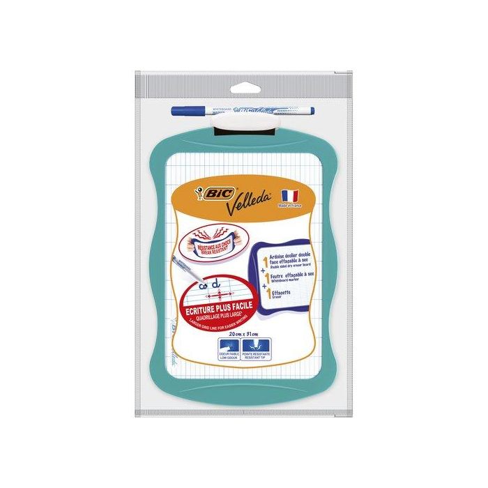 Pizarra Velleda Kids School 20X31 Set (Marcador Azul + Borrador + Pizarra Dos Superficies)