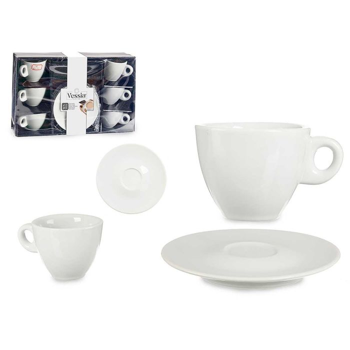Set 6 Tazas Cafe Porcelana Blanca C Plato 120Ml Vessia 22X8CM (6 Unidades) Set 6 Tazas Cafe Porcelana Blanca C Plato 120Ml Vessia 22X8CM (6 Unidades)