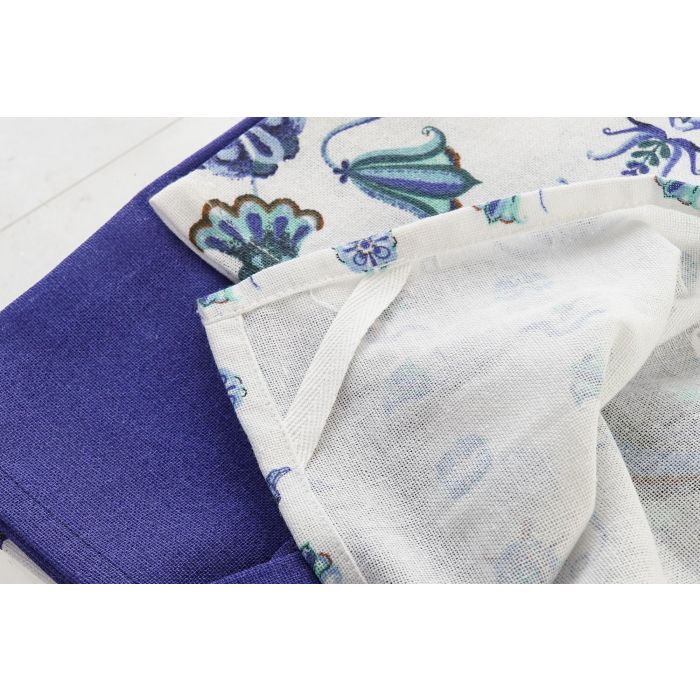 DKD Home Decor Paño Decorativo Tradicional de Algodón con Diseño de Azulejos Azul Blanco 40x60 cm, Juego de 2 Unidades 2 DKD Home Decor Paño Decorativo Tradicional de Algodón con Diseño de Azulejos Azul Blanco 40x60 cm, Juego de 2 Unidades 2
