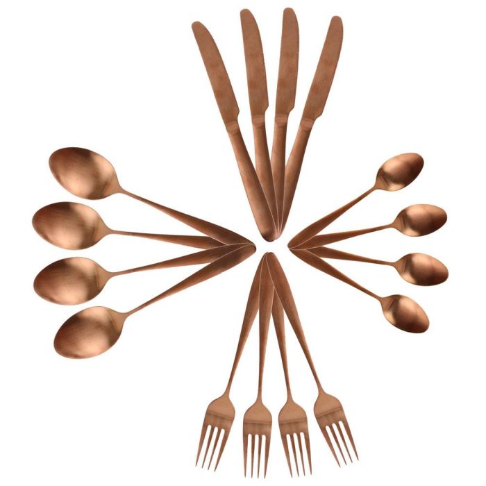 Home Deco Factory Cubertería 16 Piezas Colección Mirage Acero Inoxidable Color Cobre 2