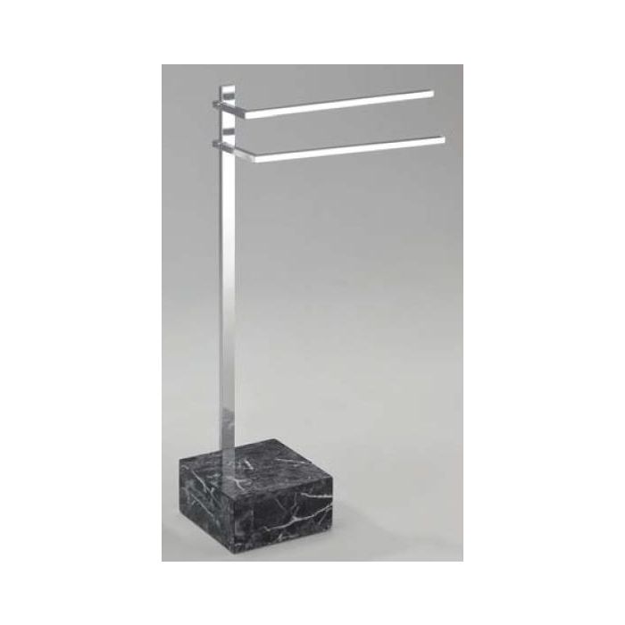 DKD Home Decor Toallero Moderno Plateado y Negro, de Acero y MDF, para Baño, 21x80x45 cm