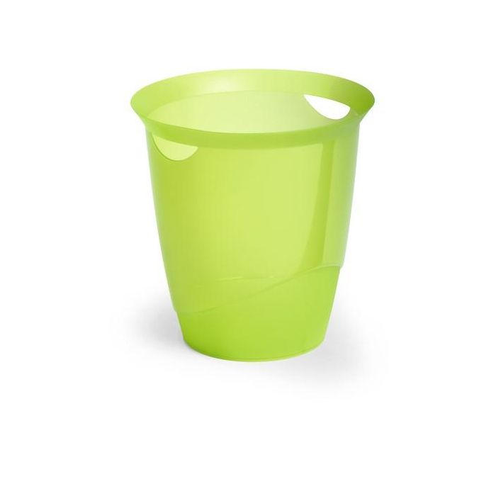Durable Papelera TREND Redonda 16L Verde Translúcido - Cesto de Basura para Oficina y Hogar Ø31.5cm Altura 330mm