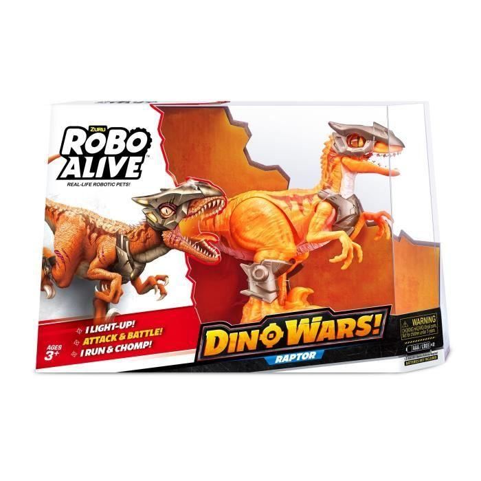 Juguete robótico - ZURU - Robo Alive Dino Wars Raptor - Armadura, luz y tecnología avanzada