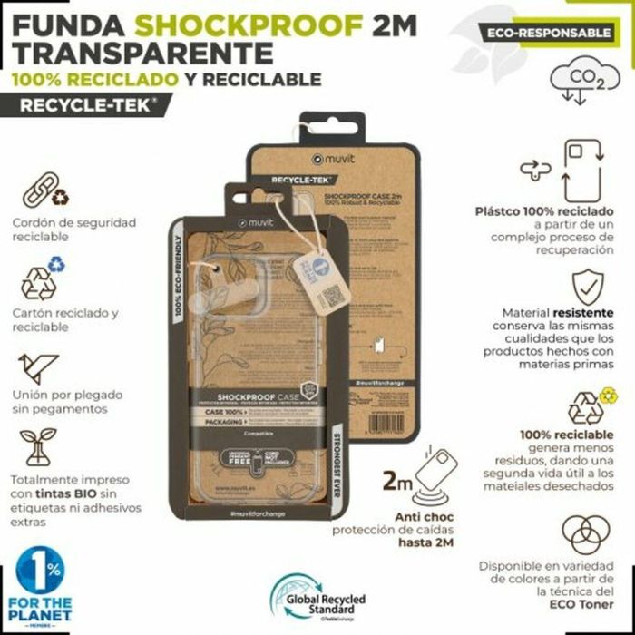Muvit Funda Shockproof 2M para Apple iPhone 15, Protección Medioambiental y Antigolpes, Material Reciclado y Reciclable 9
