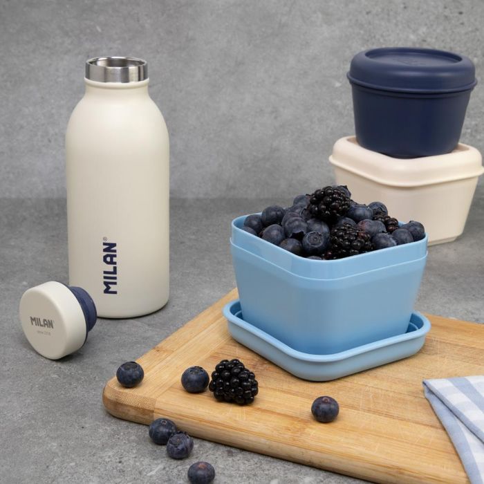 Milán Recipiente para alimentos cuadrado 0,33 l serie 1918, azul claro 1 Milán Recipiente para alimentos cuadrado 0,33 l serie 1918, azul claro 1