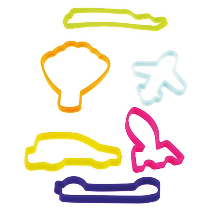 Jeux 2 momes Juego de 6 Pulseras Elásticas Formas Variadas de Silicona 4