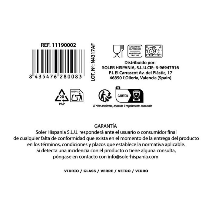 La Mediterranea Vaso 360 Cc "Nalon" Md ø7x9.5cm (48 Unidades)