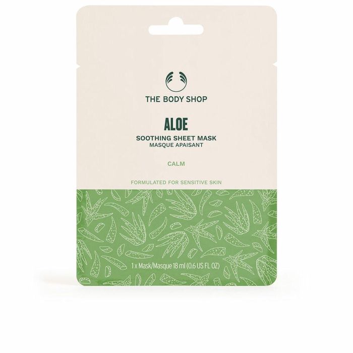 The Body Shop Mascarilla Facial de Tejido Calmante ALOE Calm Sheet Mask para Piel Seca y Sensible con Aloe Vera y Pepino Vegana 18 ml