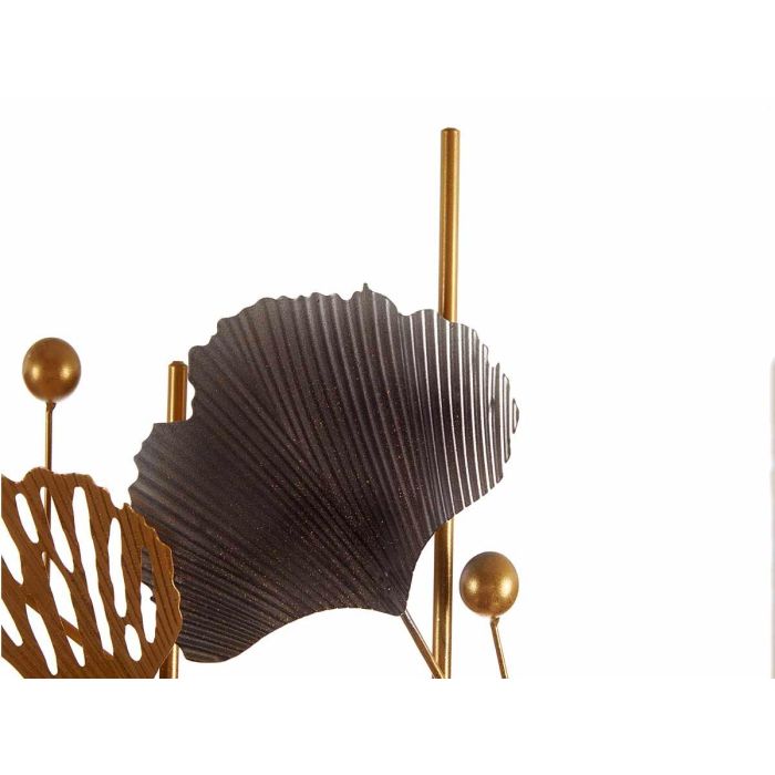 Giftdecor Mural Horizontal Abstracto con Flores Metal Azul Cobre Oro 63x121x9.5cm 3