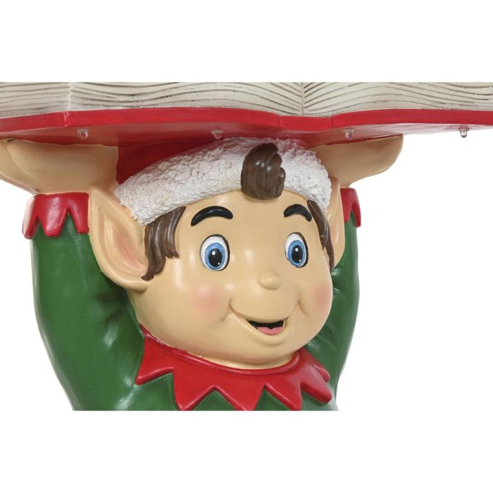 DKD Home Decor Mesita Auxiliar Decorativa de Navidad Tradicional con Elfo y Luz LED, Resina, Multicolor, 28x38x47 cm 2