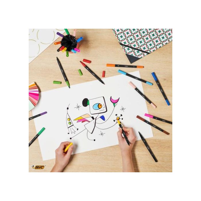 Bic Rotuladores Intensity Punta Fina-Pincel Colores Surtidos Vivos Blíster 6 Ud 3