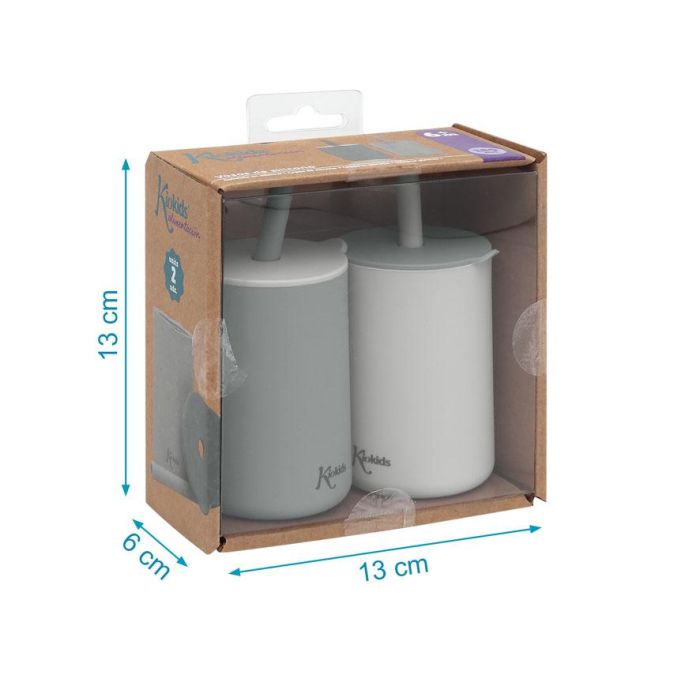 Vasos En Silicona Gris Con Pajita 4 Vasos En Silicona Gris Con Pajita 4