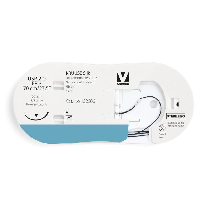 Kruuse Silk 2-0 70 cm Negro 26 mm 3-8 Rc 12 Unidades Kruuse