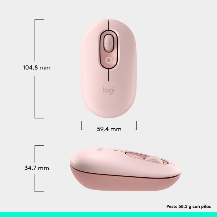 Logitech Ratón Inalámbrico Pop Mouse Rosa, Tecnología Bluetooth, 1000-4000 DPI, Personalizable 8 Logitech Ratón Inalámbrico Pop Mouse Rosa, Tecnología Bluetooth, 1000-4000 DPI, Personalizable 8