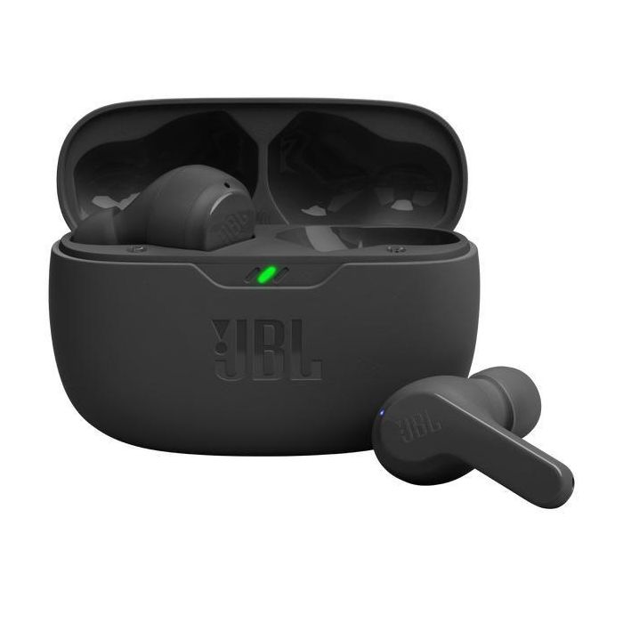 JBL Wave Beam Auriculares True Wireless Negros con Sonido Deep Bass, 32 Horas de Batería y Resistencia a Salpicaduras y Polvo