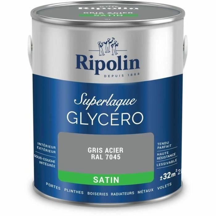 Ripolin RIP3174264714076 Laca Gliceroftálica Gris Acero RAL 7045 Satinada 2 L Ripolin RIP3174264714076 Laca Gliceroftálica Gris Acero RAL 7045 Satinada 2 L