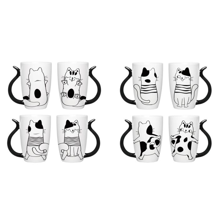 Mug Scandi DKD Home Decor Negro Blanco 8.2 x 12 x 11 cm (12 Unidades)
