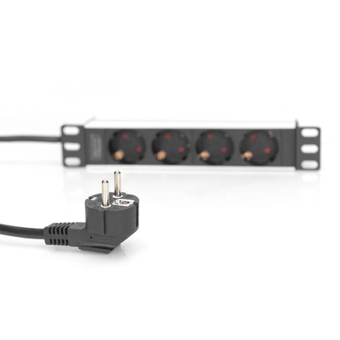 Digitus Regleta de Enchufes 10" Perfil Aluminio Negro, 4 Enchufes Tipo F, Basic 0U/1U 4 Digitus Regleta de Enchufes 10" Perfil Aluminio Negro, 4 Enchufes Tipo F, Basic 0U/1U 4