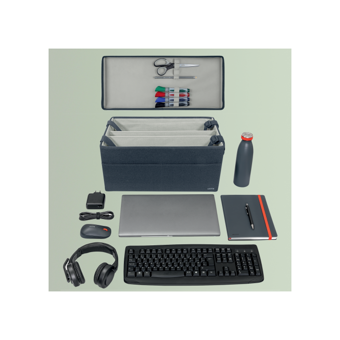 Bolsa de Trabajo para Hot Desking de Tela con Tapa, Color Gris Leitz 67230089 1 Bolsa de Trabajo para Hot Desking de Tela con Tapa, Color Gris Leitz 67230089 1