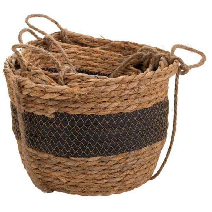 Juego de Cestos Alexandra House Living Negro Fibra natural 26 x 19 x 26 cm 22 x 16,5 x 22 cm 18 x 14,5 x 18 cm Para colgar 3 Pie 4