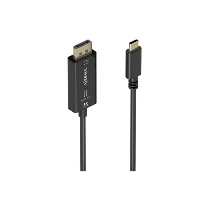 AISENS - CABLE CONVERSOR BIDIRECCIONAL USB-C A DISPLAYPORT 8K@60HZ, USB-C/M-DP/M, NEGRO, 1.8M