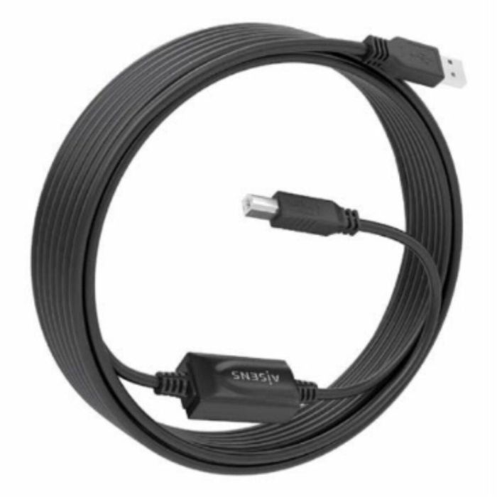 AISENS A101-0881 Cable USB 2.0 con Amplificador de Señal, Conector USB A Macho a USB B Macho, 10 Metros, Negro