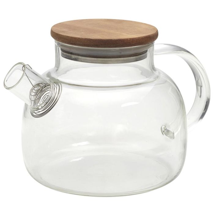 Home Deco Factory Tetera de Vidrio Borosilicato y Acacia 900 ml con Filtro para Té de la colección Cocooning