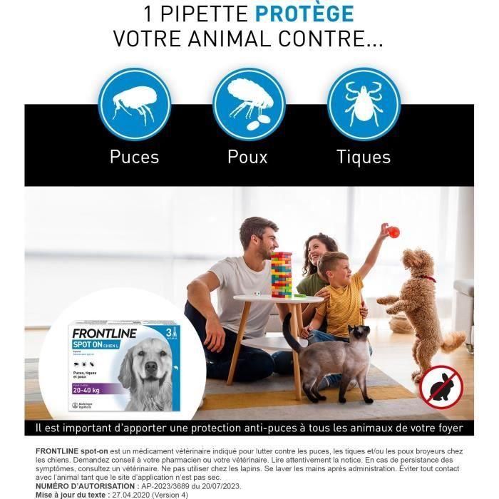 FRONTLINE 3 SPOT ON Pipetas Antiparasitarias para Perros - 20-40 kg - Pulgas, garrapatas, piojos 1 FRONTLINE 3 SPOT ON Pipetas Antiparasitarias para Perros - 20-40 kg - Pulgas, garrapatas, piojos 1