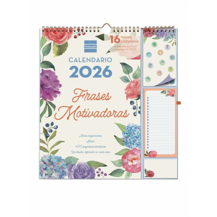 Finocam Calendario De Pared Plus 16 Meses 215x325 mm con Frases Motivadoras, Septiembre 2025 - Diciembre 2026, Incluye Pegatinas y Notas Engomadas Finocam Calendario De Pared Plus 16 Meses 215x325 mm con Frases Motivadoras, Septiembre 2025 - Diciembre 2026, Incluye Pegatinas y Notas Engomadas