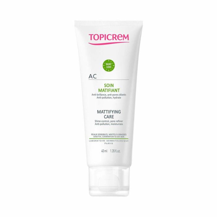 Topicrem AC Gel Crema Matificante Piel Grasa Mixta Acnéica. Reduce Poros, Elimina Brillos, Hidratante y No Comedogénico 40 ml