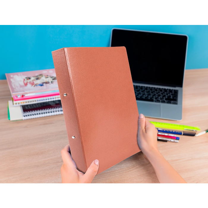 Liderpapel Carpeta de 2 Anillas 25mm Folio en Cartón Color Cuero 2