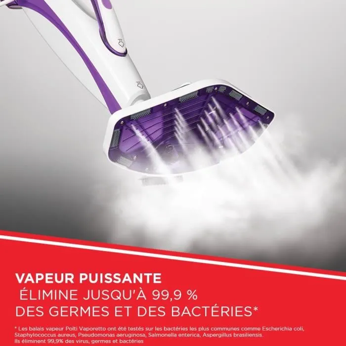 Polti SV440_Double Mopa a Vapor + Limpiador de Manos, Autonomía Ilimitada, 1500W, Lista en 15 Segundos, Púrpura 2