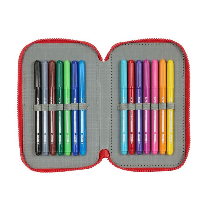 Plumier Doble Sevilla Fútbol Club Negro Rojo 12.5 x 19.5 x 4 cm (28 piezas) 4