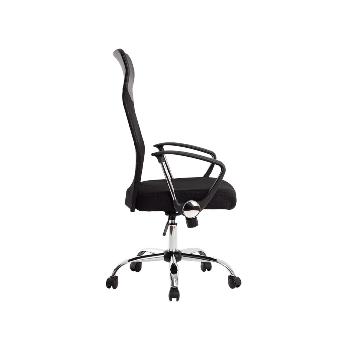 Q-connect Silla de Dirección Base Metal Respaldo Alto Regulable en Altura Piel y Malla Negro 9