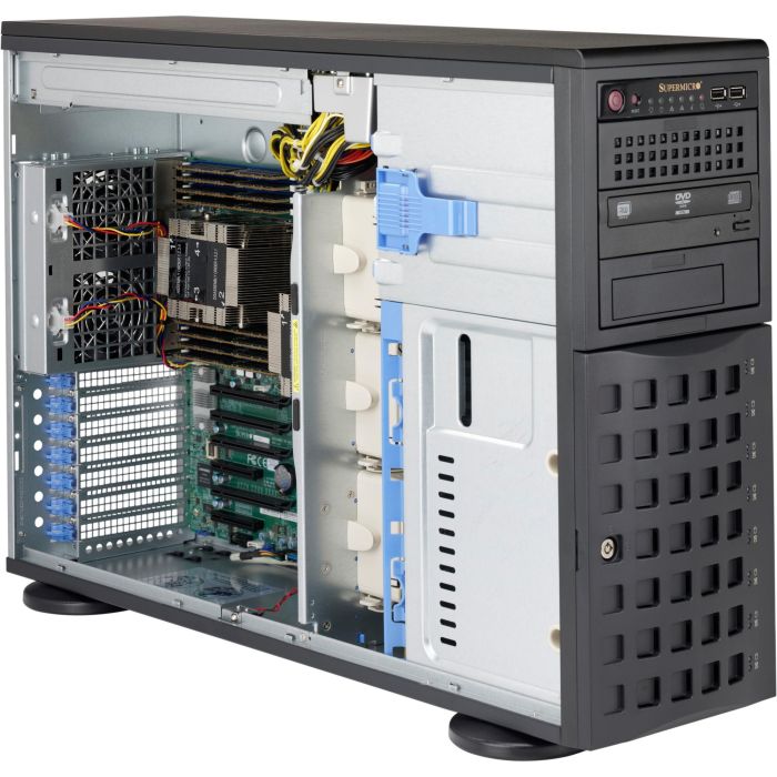 Supermicro SC745 BAC-R1K23B Servidor Full Tower 4U, Chasis de 8 Bahías Hot-Swap 2.5/3.5, Fuente de Alimentación Redundante 1230W