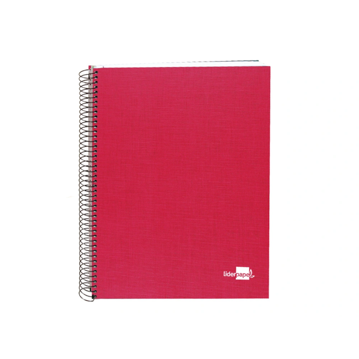 Liderpapel Cuaderno Espiral A5 Micro Papercoat Tapa Forrada 140 Hojas Cuadro 5mm Banda 5 Colores Rojo 1