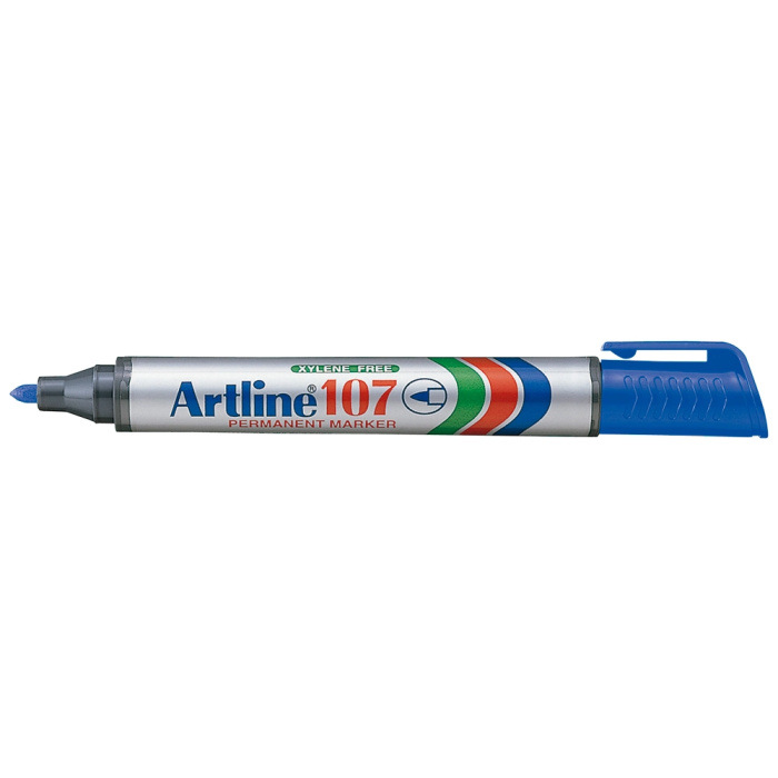 Artline Rotulador Permanente 107 Azul Punta Redonda Ideal Porcelana Cristal Metal Plástico 1
