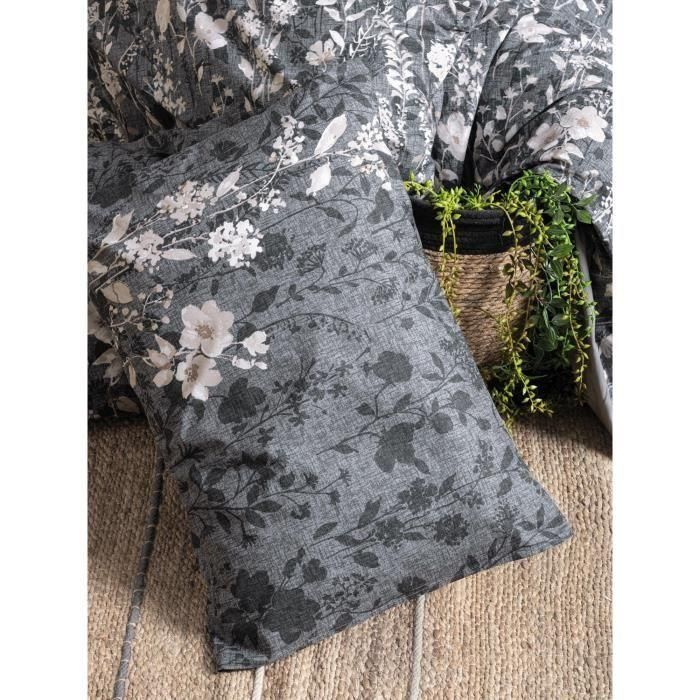 Juego de cama - 1 funda nórdica 220x240 cm + 2 fundas de almohada 60x60 cm - 100% algodón - Antracita 2 Juego de cama - 1 funda nórdica 220x240 cm + 2 fundas de almohada 60x60 cm - 100% algodón - Antracita 2