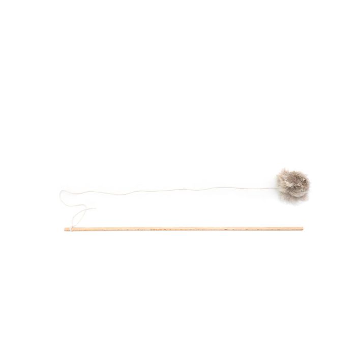Gloria Juguete para Gato: Palo con Pompón de Piel de Conejo Real, 6 cm, Madera Natural, 100% Natural, Plastic Free 2