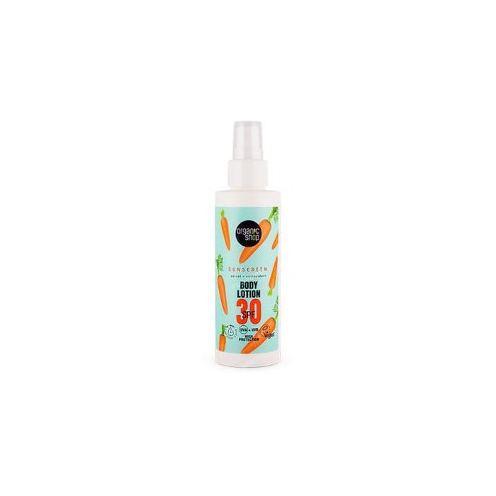 ORGANIC SHOP Loción Corporal Protección Solar SPF30 Zanahoria + Antioxidantes, 150 ml
