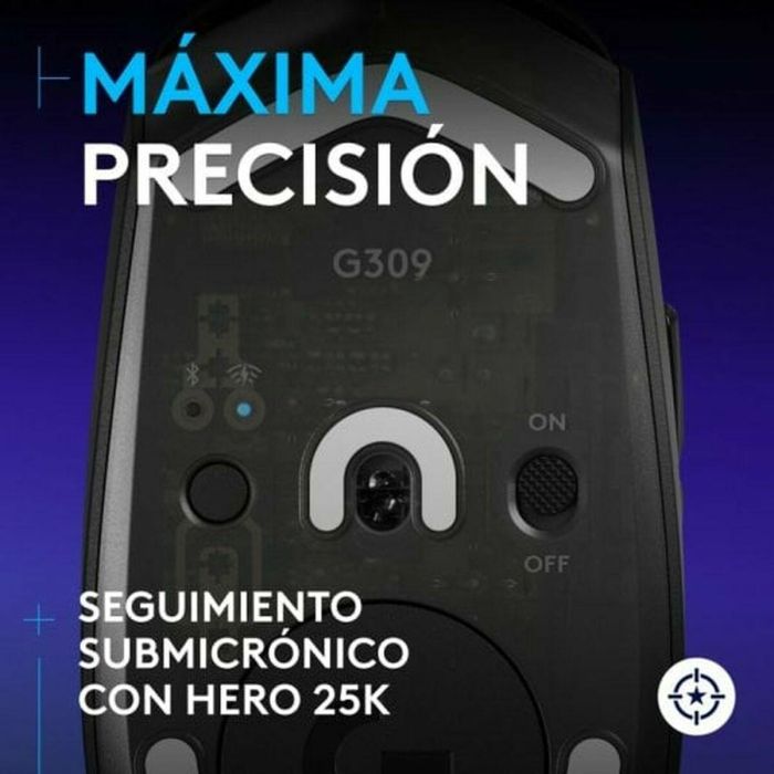 Logitech G309 LIGHTSPEED - Ratón Gaming Inalámbrico, 25 600 dpi, Bluetooth, Peso 86 g, 6 Botones, Negro, Compatible con PC/Mac