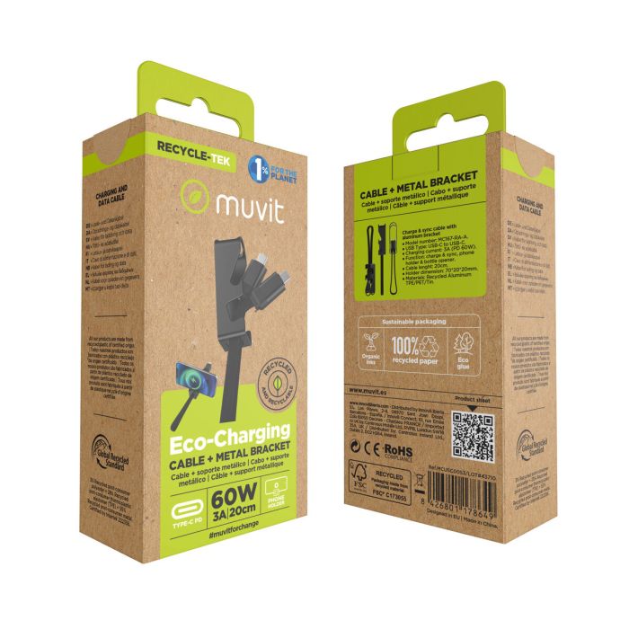 Cable USB Muvit MC167-RA-A Negro 2