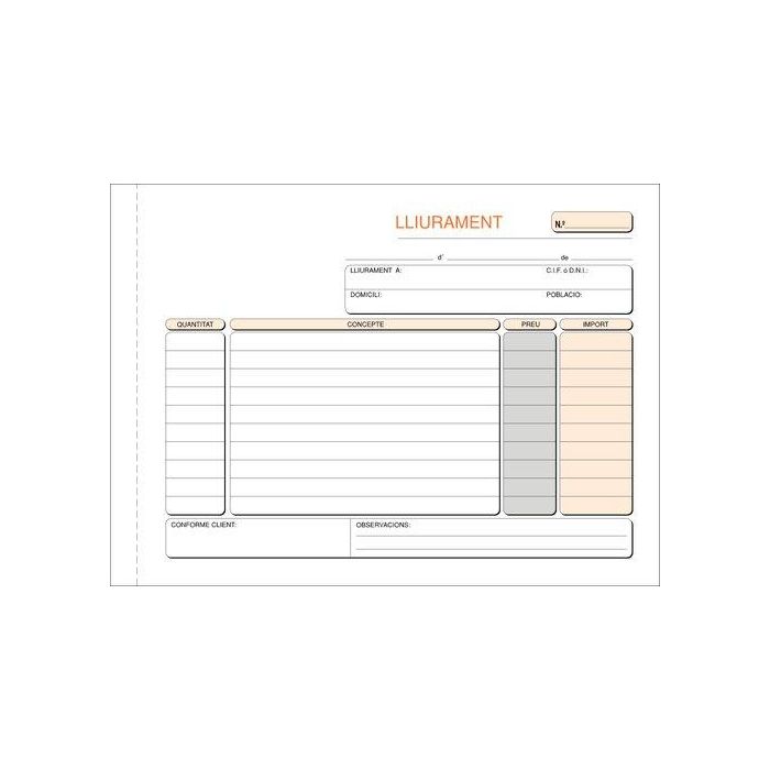 Talonario Catalan Entregas 4º Apdo Tripli Loan (Set de 5)