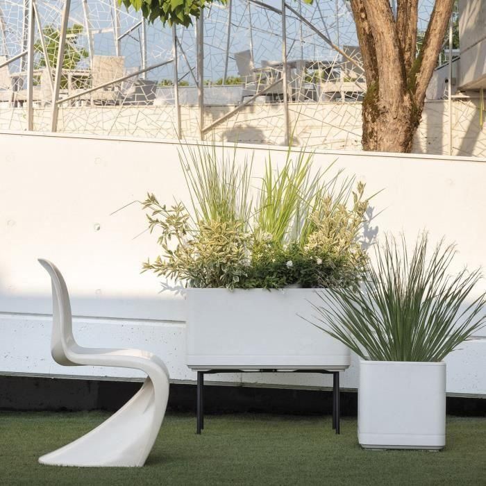 Deroma 9HN1QSZ Maceta Cubo Cosmo Perla con reserva de agua y ruedas, 38 cm 3 Deroma 9HN1QSZ Maceta Cubo Cosmo Perla con reserva de agua y ruedas, 38 cm 3