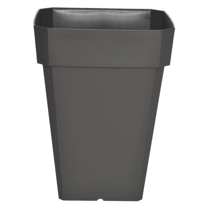 Maceta cuadrada de plástico RIVIERA Solilla - 39 x 39 x H 53 cm - 49 L - Gris brillante 1 Maceta cuadrada de plástico RIVIERA Solilla - 39 x 39 x H 53 cm - 49 L - Gris brillante 1