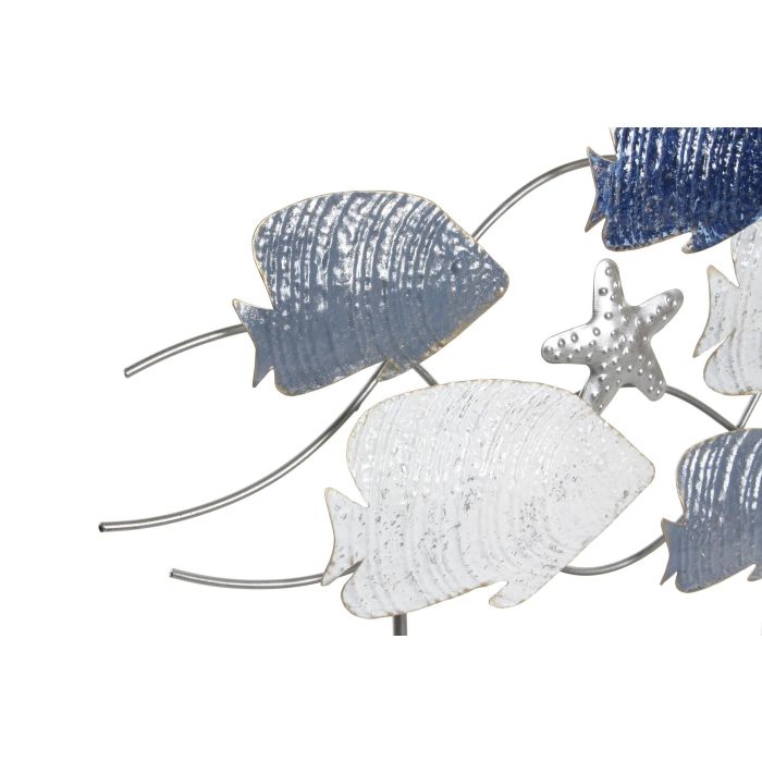DKD Home Decor Decoración de Pared Peces Estilo Atlántico en Metal, Colores Gris, Blanco y Azul, Dimensiones 63x9x44 cm (Pack 2 Unidades) 1