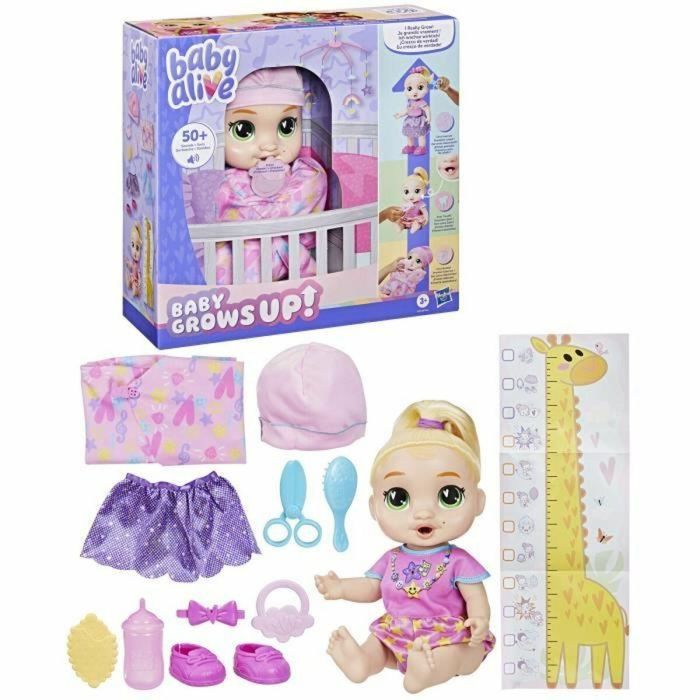 Hasbro HASG14445X0 Muñeca Interactiva Baby Alive Baby Grows LaLa GooGoo, Más de 75 Sonidos y Frases, Niños 3+ Años