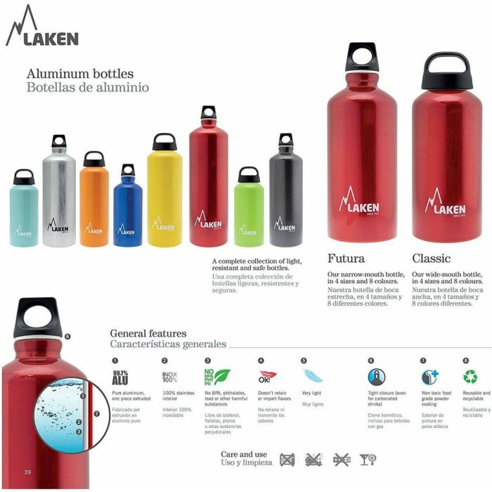 Botella de Agua Laken Futura Gris Gris claro (0,6 L) 8 Botella de Agua Laken Futura Gris Gris claro (0,6 L) 8