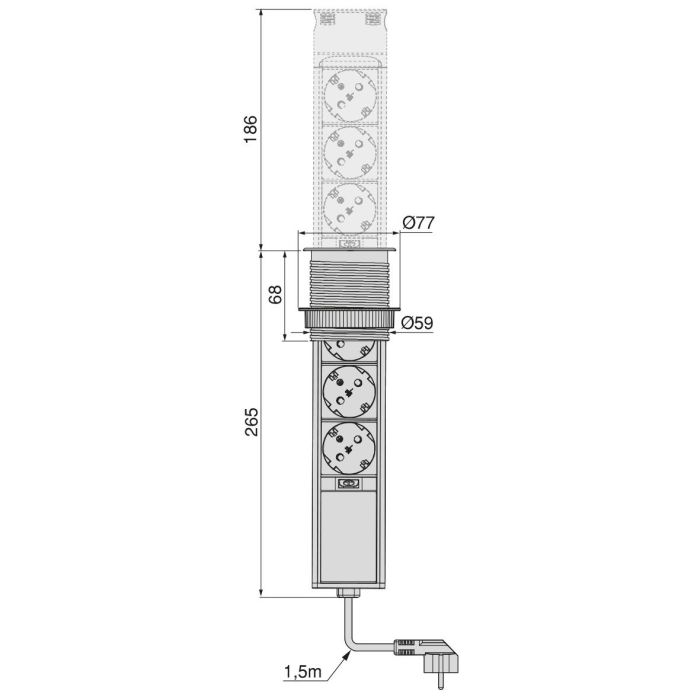 Emuca Multiconector extraíble Vertikal Push 60, diámetro 60mm, 3 enchufes tipo Schuko, 1 USB tipo A, 1 USB tipo C, Acero y Plástico, Acero inoxidable 6 Emuca Multiconector extraíble Vertikal Push 60, diámetro 60mm, 3 enchufes tipo Schuko, 1 USB tipo A, 1 USB tipo C, Acero y Plástico, Acero inoxidable 6